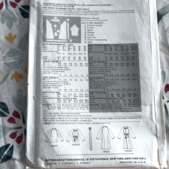 Butterick uncut Marie Osmond #6269 coat pattern vintage 1978 - Picture 4 of 5